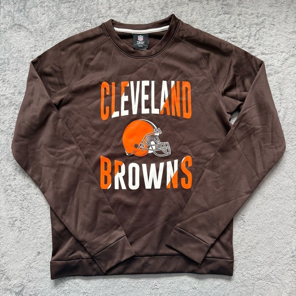 Youth XL 18/20 NFL Team Apparel Cleveland Browns Fleece Lined Crewneck Sweater